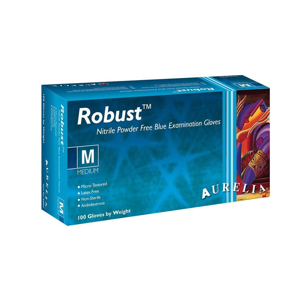 Aurelia Protege Nitrile Powder Free Exam Gloves, Medium, Box of 100