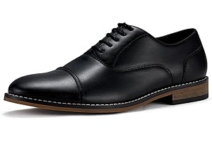 HEEZ Men's Oxford Shoes, Oxford Dress Shoes, Classic Wingtip Lace Up Dress Shoes with Cup Toe, Formal Leather Shoes, Removable Rebounded Insole, Anti-Slip TPR Outsole