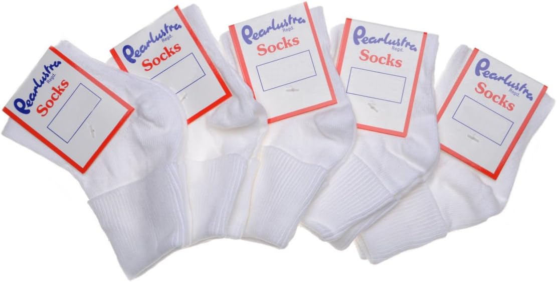 5 pairs of Plain White Turnover Top Baby Socks