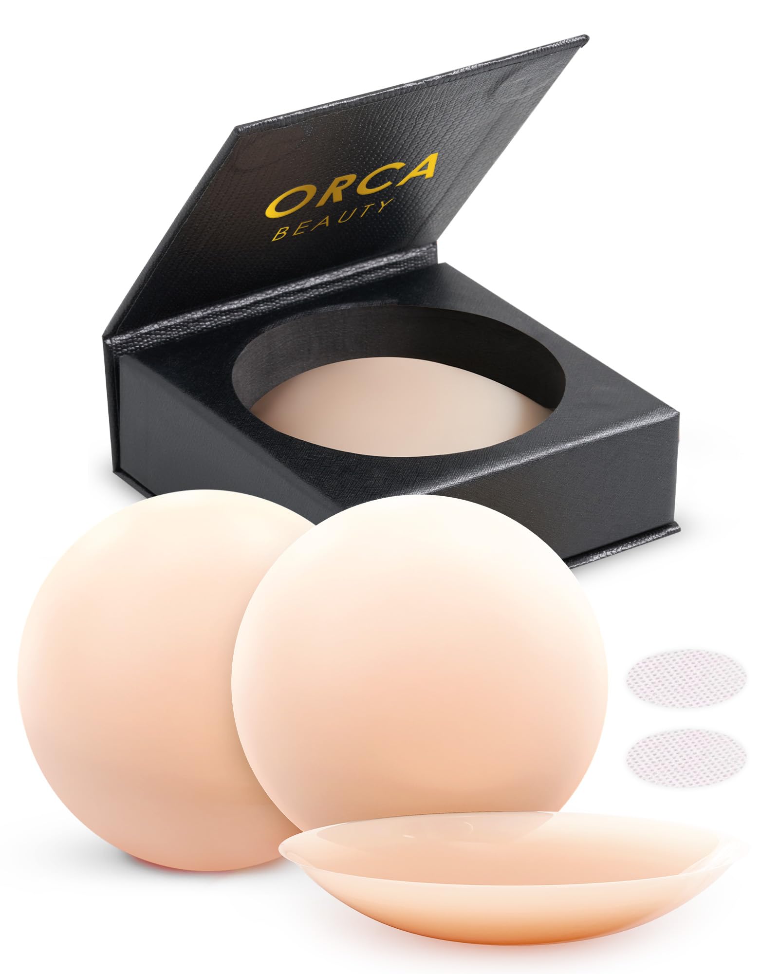 Photo 1 of Orca Beauty Nipple Cover 2 Pairs - Available in 6 Skin Tone, Adhesive Silicone Reusable Nipple Pasties Nipple Covers Stickers - Crème