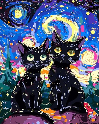 FILASLFT Starry Night Cat Paint by Numbers Kit for Adults 16X20 inch at Amazon