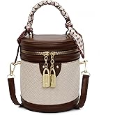SYHTBYOH Mini Bucket Crossbody Bags for Women Vegan Leather Small Round Shoulder Round Handle Handbag Purses