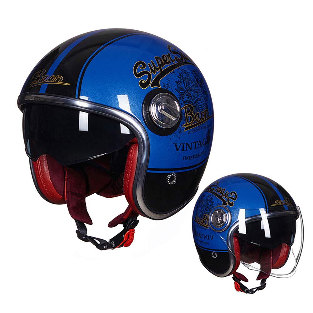 Casque Moto Ouvert/ Harley Casque/ ECE Approuv/é/ Demi-Casque De Moto/ avec Double Pare-Soleil/ Casque De Pilote Jet Casque/ pour Les Enfants Adultes Hommes Femmes Casque D/ét/é,M 54~56cm