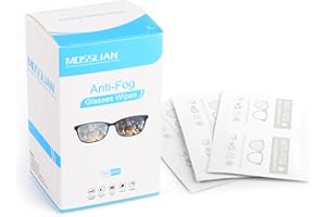 MOSSLIAN Anti Fog Wipes, Anti-Fog Cleaning Wipes for Glasses, Goggles, Car Mirror, Screens, Mobile Phone,iPad,50P