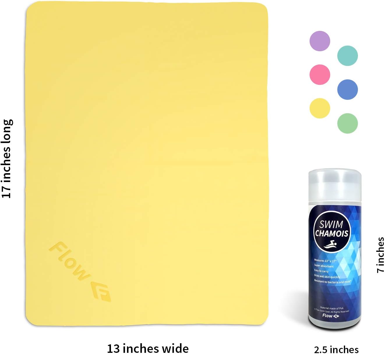 Flow Swim Chamois - Quick Dry Towel for Swimming, Diving, Triathlons, and Other Water Sports (Yellow): Kitchen & Dining