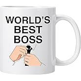 KCVLDG World's Best Boss Mug The Office Coffee Mug Funny Boss Mug 11 Oz Double Sided Mug for Boss Coworkers Office Gift