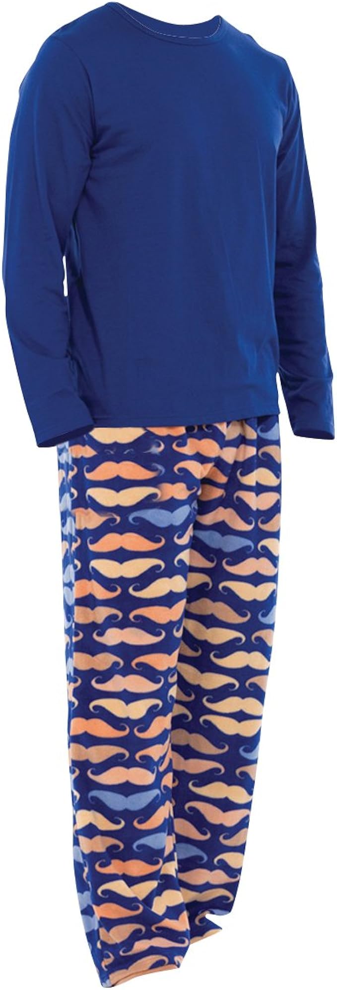 Mens Moustache PJ Print Fleece Pyjamas Sets Night Wear PJ's 2 Piece Size UK XL Amazon.co.uk