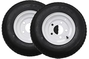 2 Pack 6PR Trailer Tires & Wheels - 8'' Rims, 5 Lug on 4.5'' Bolt Design, Load Range C, For Utility, Boat & Camper Trailers -