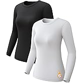 CL convallaria 1 2 4 Pack Women's Thermal Underwear Tops, Women Fleece Lined Long Sleeve Baselayer Shirt for Winter