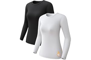 CL convallaria 1 2 4 Pack Women's Thermal Underwear Tops, Women Fleece Lined Long Sleeve Baselayer Shirt for Winter