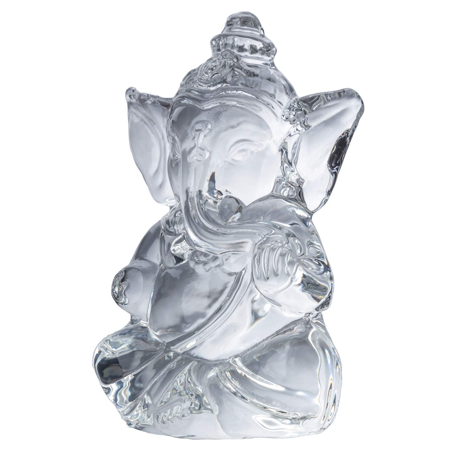 ZenBless Ganesha Statues Agate White Crystal Hindu Buddha Statue Success Good Luck Gods Sculpture for Car Decorations Ornaments Home Office Room Decor