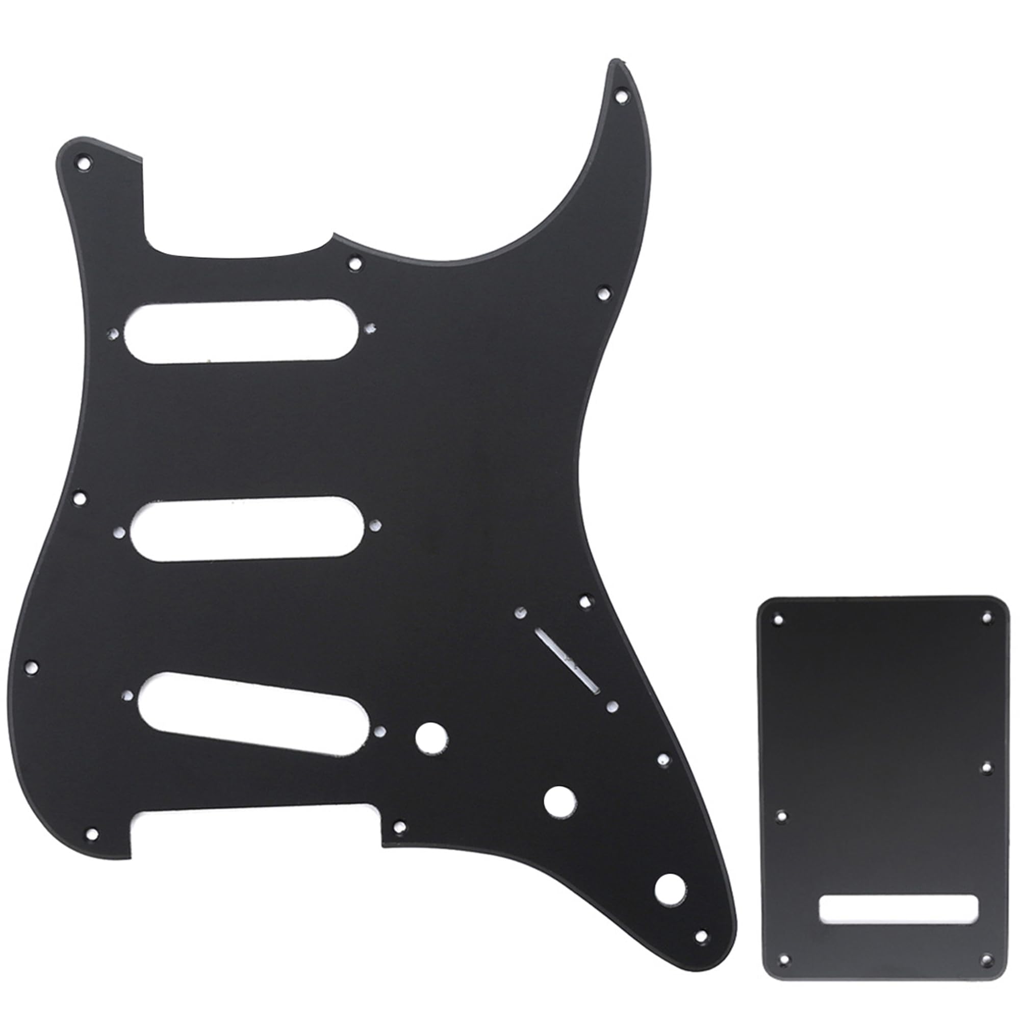 Musiclily SSS Strat Pickguard and Back Plate Set for Fender USA/Mexican Standard Stratocaster Modern Style Electric Guitar, 1Ply Matte Black