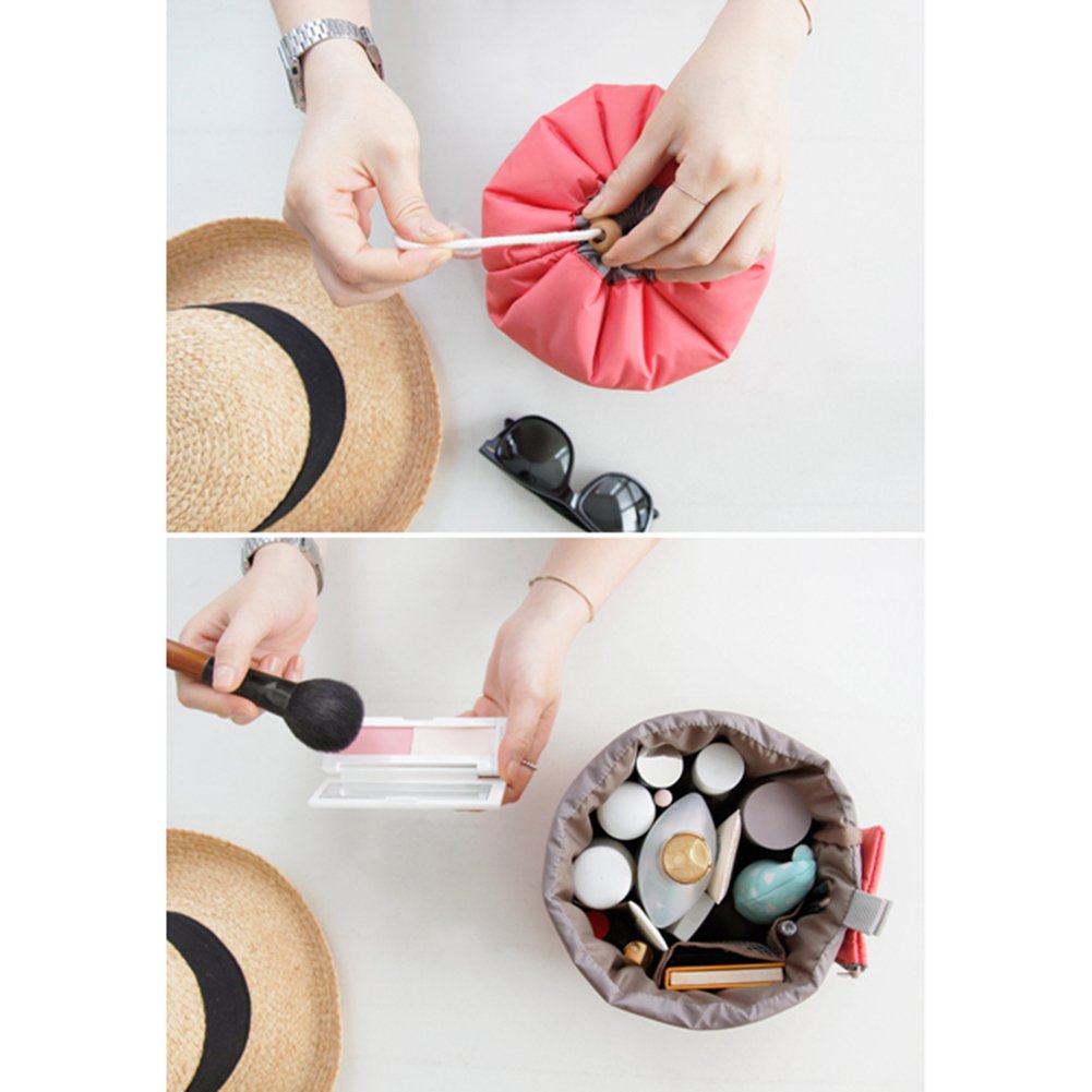 Cosmetic Toiletry Bags Vinmax Travel Makeup Bag Pouch Bucket Barrel Shaped (Pink)