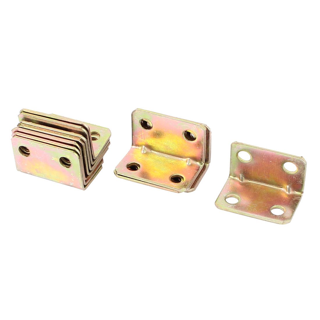 Sourcingmap Furniture Fastener 4 Hole Corner Brace Angle Brackets Brass Tone 15pcs
