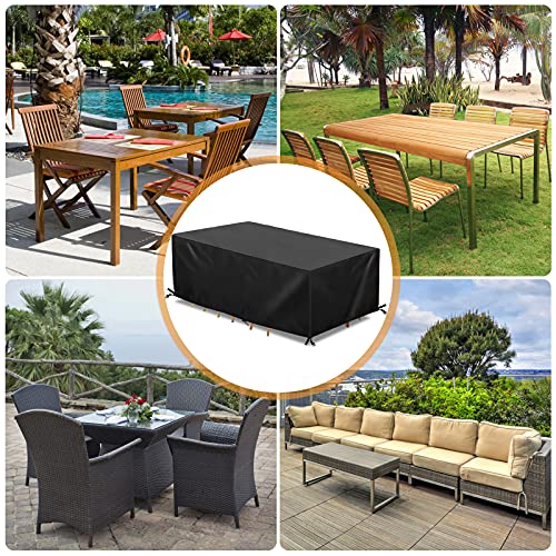 GEMITTO Patio Furniture Covers, 126" L x 63" W x 29" H Extra Large Waterproof Outdoor Table