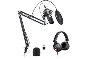 MAONO Microphone with Studio Headphone Set 192kHz/24bit Vocal Condenser Cardioid Podcast Mic Compatible with Mac and Windows, YouTube, Gaming, Live Streaming, Voice-Over (AU-A04H)