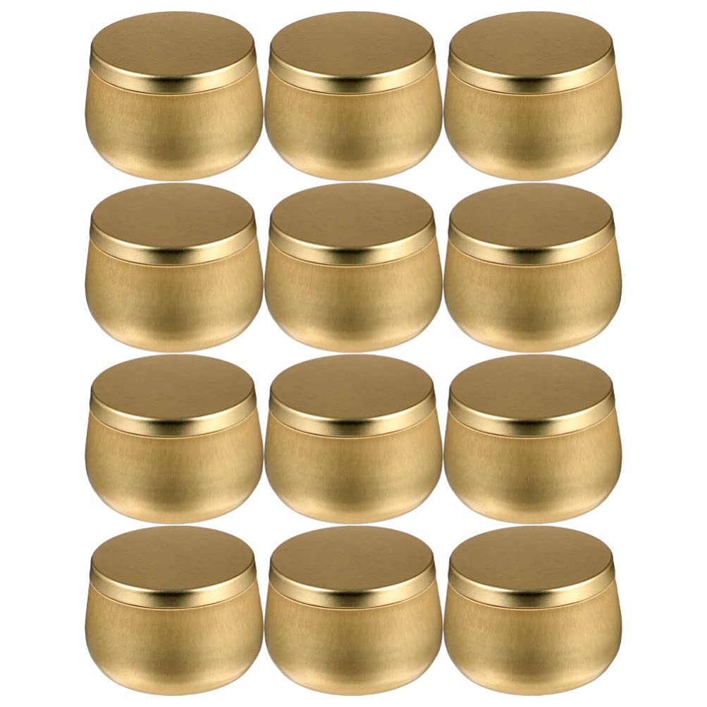 Artibetter Tea Canisters 12-Pack 3Oz Round Metal Candy Canisters with Lids Airtight Multi-Purpose Storage Boxes for Tea Leaves Crafts Jewelry Home Organization