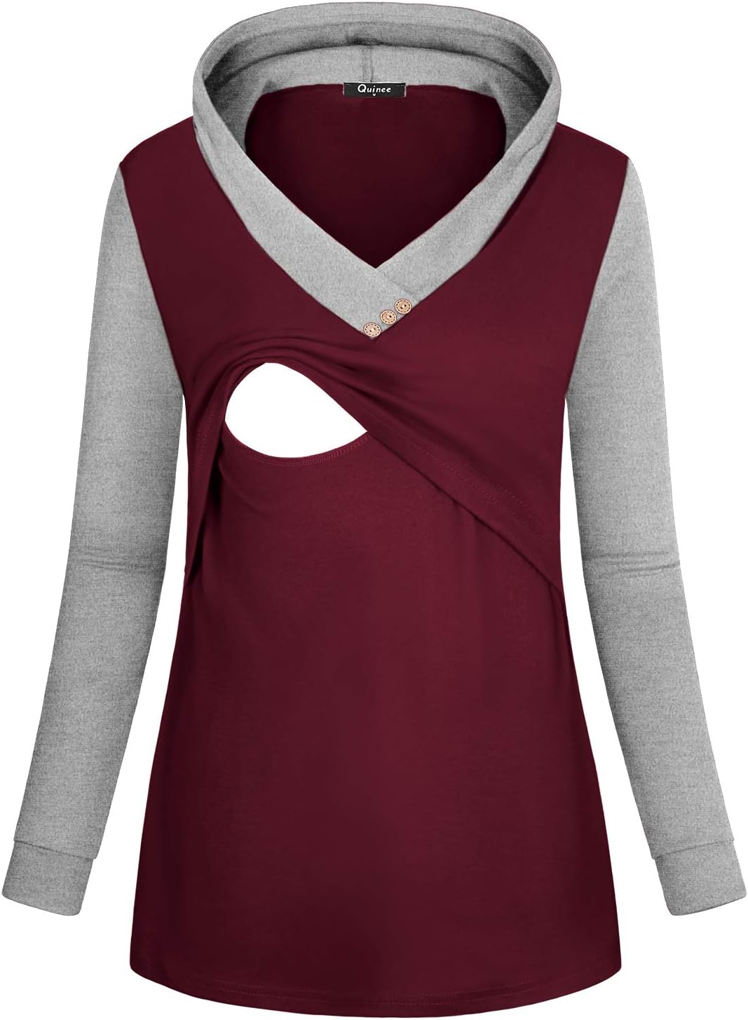 Quinee Womens Raglan Sleeve Nursing Hooded Sweatshirts for Breastfeeding