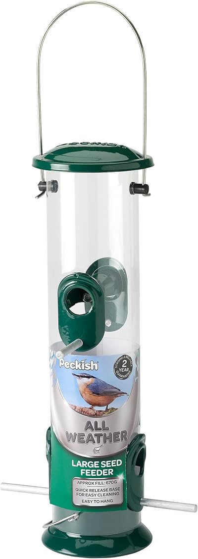 Peckish All Weather Metal Bird Seed Feeder Large 4 Port 700 g