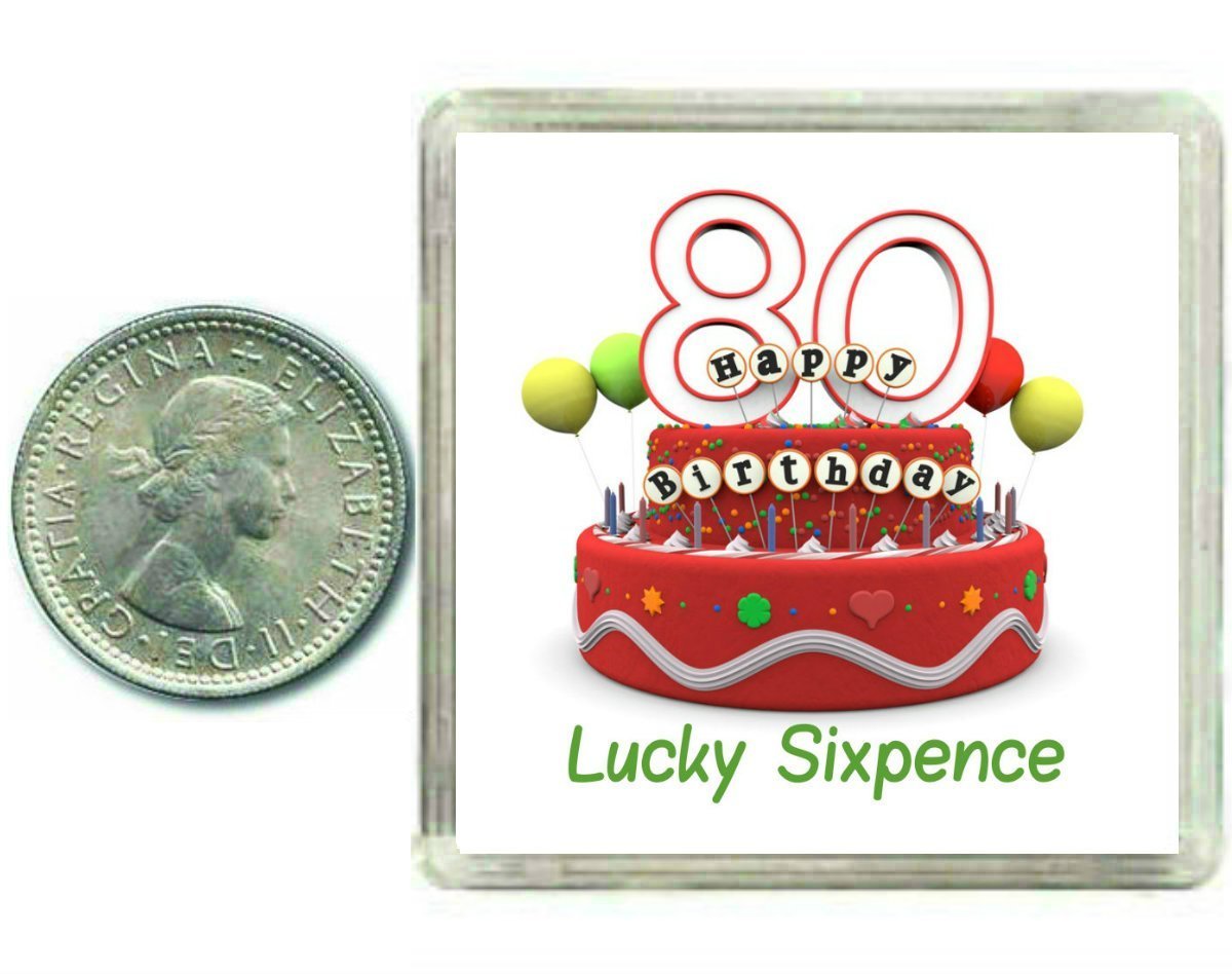 80th Birthday Lucky Sixpence Gift, Great good luck present idea for man or woman