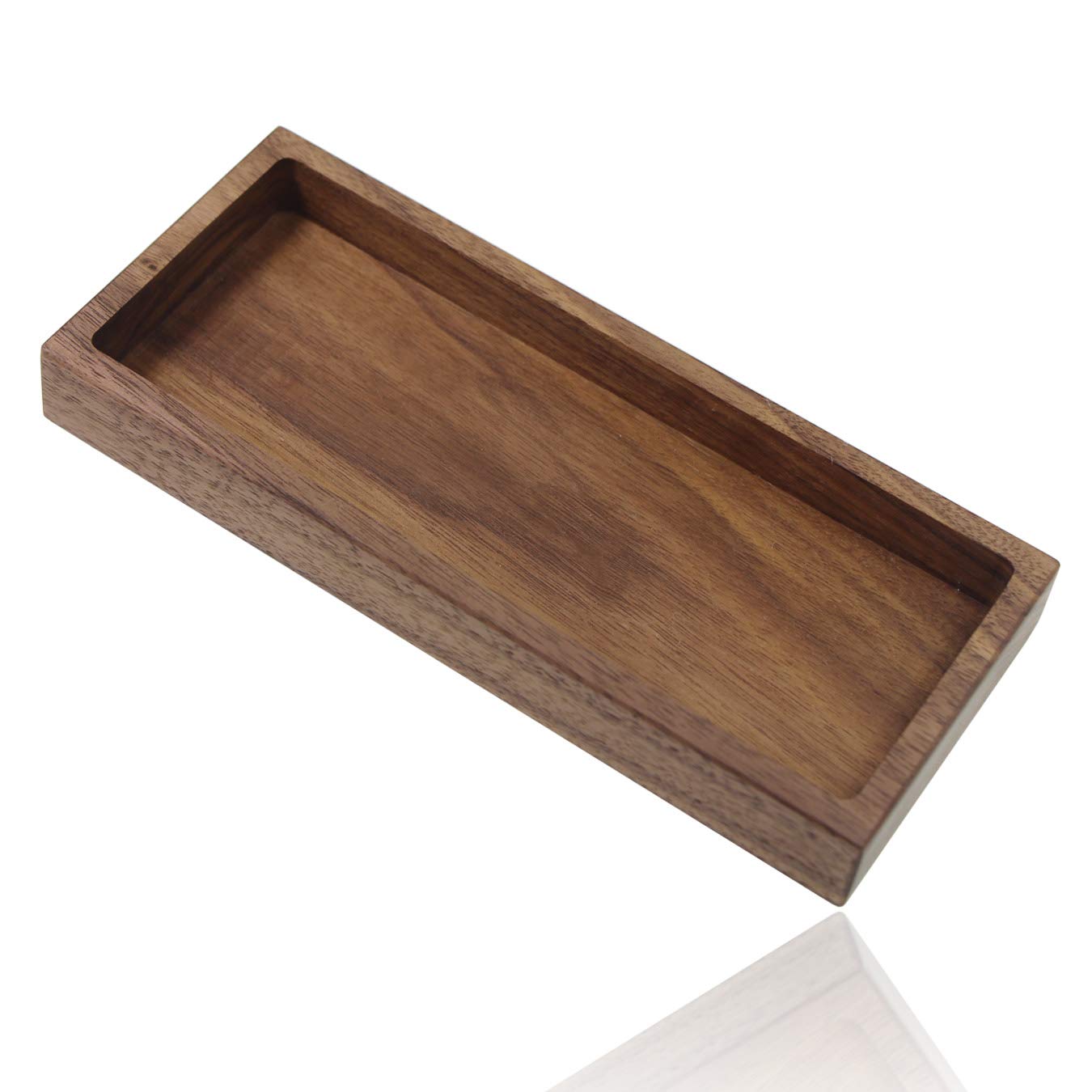 aufodara Solid Wooden Tray Pencil Pen Case Holder Desk Accessory Storage Box Organiser for office, home, school, 19.1 x 8.2 x 2.2 cm (Walnut)