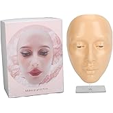 Nurnesy Makeup Practice Face Board, Reusable 5D Silicone Makeup Mannequin Face, Eye Makeup Practice Face for Makeup Beginners or Professional Enthusiasts (White)