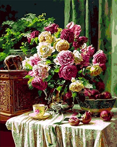 Diy Oil Painting By Numbers Framed Paint On Canvas Modern Wall Pictures For Living Room Wall Art Home Decor Flower Still Life