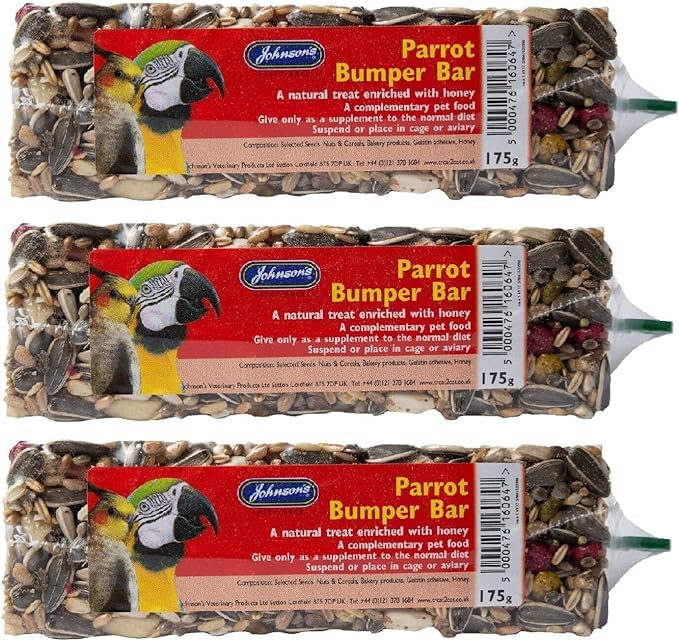 Parrot Bumper Treat Bars 175g (Pack of 3) - Parrot/Parakeet/Wild Bird/Squirrel