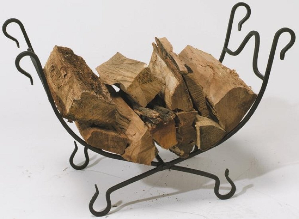 Panacea Wrought Iron Folding Log Bin, Metal, Black, 35.1 x 21.6 x 63.9 cm