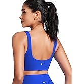 HeyNuts Womens U Back Sports Bra, Scoop Neck Low Impact Workout Yoga Tops Padded with Built in Bras A-D Cups