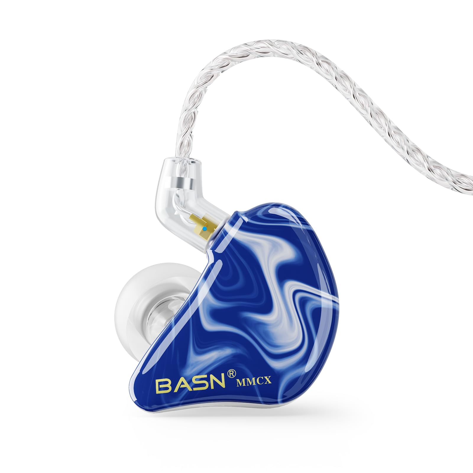 BASN MMCX Triple Driver in-Ear Monitors with Rich Bass, HiFi Stereo IEM Earphones with Upgraded Detachable Cables for Audiophiles Musicians(Ice Blue)