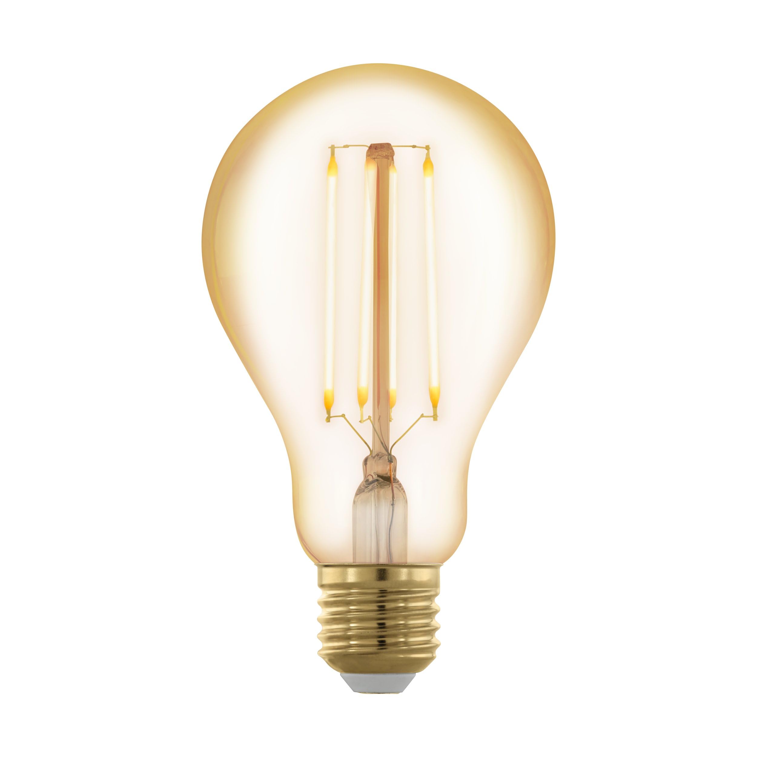 Eglo E27 LED lamp, 3 Step dimmable Amber Vintage Filament Light Bulb, Edison lamp for Retro Lighting, 4.5 watt, Warm White Glow, 2200 Kelvin, A75, Ø 3"