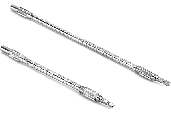 QWORK Flexible Extension Drill Bit Holder, 7.9" and 11.8" Flex Shaft Impact Driver Quick Change Magnetic 1/4 Hex Shank Connec