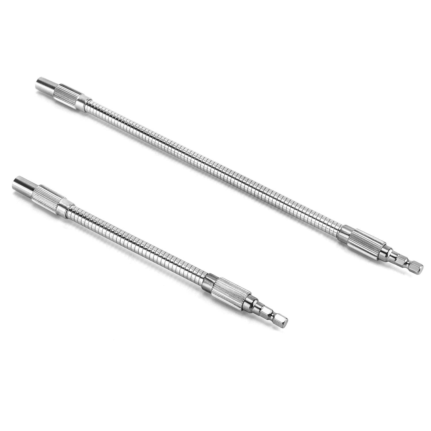 QWORK® 200mm & 300mm Flexible Drill Bit Extension for Electronic Drill Screwdriver, 1/4" Shank