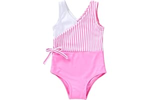 YOUNGER TREE Toddler Girl One Piece Swimsuit Color Block Stripe Swimwear Summer Beach Bathing Suit 12M-5T