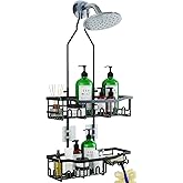 Joqixon Upgraded Extended Length Shower Organizer with Hooks, Rustproof Shampoo Soap Holder, Large Hanging Bathroom Caddy