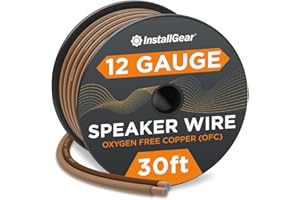 InstallGear 12 Gauge Speaker Wire - 30ft Brown 12 AWG - Deoxidized Copper True Spec Soft Touch OFC Cable for Outdoor Speakers