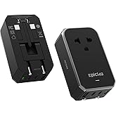 EPICKA Air 40W Universal Travel Adapter, PD Fast Charging International Power Adapter with 1 AC & 4 USB Ports, Worldwide Compact Travel Essentials for USA/EU/UK/AUS(Black, Not a Voltage Converter)
