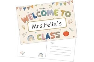 HEYINSHEN 36Pcs Teacher Postcards Personalized Back to School Postcards for Students Boho Personalized Name Teacher Postcar Welcome to Our Class Postcard for Kids Kindergarten Preschool Supplies