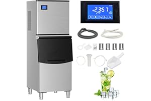 ICYGLEE Commercial Ice Maker Machine 500LBs/Day with Filter, 250LBs Storage Bin, SECOP Compressor&ETL Approval Industrial Ice Machine, Auto-Cleaning, Ice Ready in 8-20mins, Cafe/Bar/Business/RST.