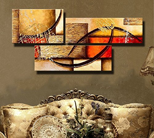 Decoarts 日本正規品 3パネル イメージのレンガ 絵画 油絵 抽象画 壁掛け 手書きの油彩アートパネルの専門店 油彩画 インテリア モダンアートパネル Art B01mg8i48v