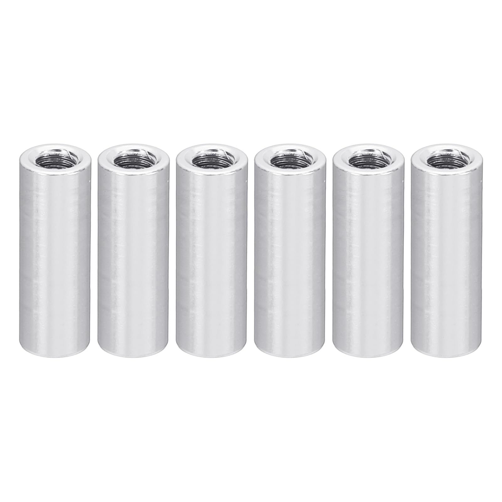 PATIKIL 6pcs M3 Metal Threaded Standoff Spacer Nuts, Round Aluminum Spacers Female Coupling Screws, 1/8" ID x 3/16" OD, Metallic Silvery 3x5x15mm
