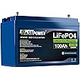 ExpertPower 12V 100Ah Lithium LiFePO4 Deep Cycle Rechargeable Battery | Bluetooth | 2500-7000 Life Cycles & 10-Year Lifetime | Built-in BMS | RV, Van, Solar, Marine, Overland, Off-Grid