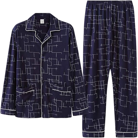 Amazon 実りの秋 パジャマ メンズ 綿 チェック柄 大きいサイズ ルームウェア 長袖 前開き 上下セット ゆったり 保温性 部屋着 寝間着 便利服 寝巻き リラックス 良い肌触り 彼氏 旦那 父誕生日プレセント 秋冬用 パジャマ 通販