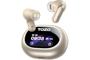 TOZO NC20 Pro Active Noise Cancelling Wireless Earbuds with Smart Touch Screen, LDAC Hi-Res Audio, Stereo Bass, 6 Mics AI Cal