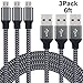 Sundix Micro USB Cable, 3 Pack 6FT High Speed Nylon Braided USB 2.0 A Male to Micro B Sync and Charge Cable Cord for Android Devices, Samsung Galaxy, Sony, Motorola and More (Black)