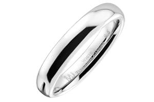 MJ Metals Jewelry Classic Mirror Polished White Tungsten Carbide 2mm to 10mm COMFORT FIT Wedding Band Ring
