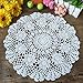 Elesa Miracle 16 Inch 4pc Handmade Round Crochet Cotton Lace Table Placemats Doilies Value Pack, Flower, Beige/White (4pc-16 Inch White)