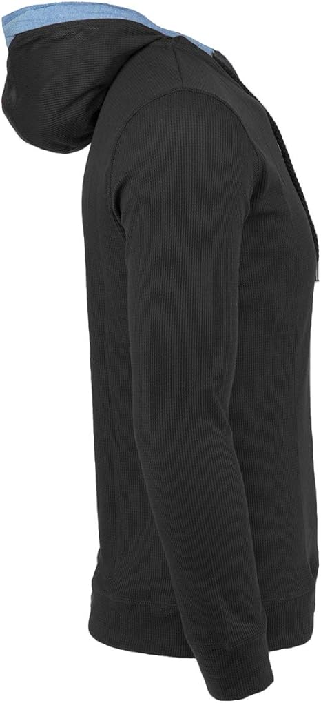 true rock men's waffle knit henley contrast hoodie