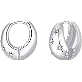 ZRU Chunky Gold Hoop Earrings for Women, Small Hypoallergenic Thick Hoops Earrings 18k Gold Plated Lightweight Trendy CZ Hoops Fashion Jewelry